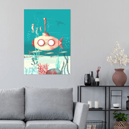 Plakat samoprzylepny Pod wodą - łódź podwodna