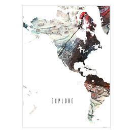Plakat samoprzylepny Kolorowa mapa z napisem "Explore"