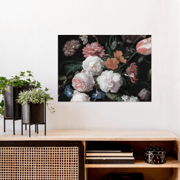 Plakat Kompozycja kwiatów ogrodowych i polnych - przygaszone kolory