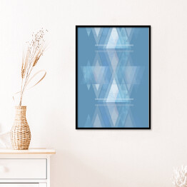 Plakat w ramie Ilustracja - jasne trójkąty na niebieskim tle