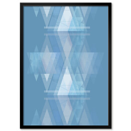 Plakat w ramie Ilustracja - jasne trójkąty na niebieskim tle