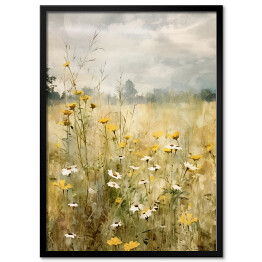 Obraz klasyczny Kwiaty polne na łące pejzaż