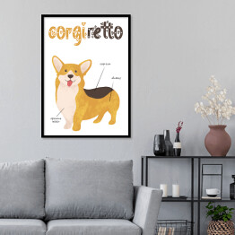 Plakat w ramie Kawa z psem - corgiretto