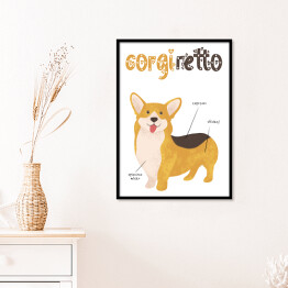 Plakat w ramie Kawa z psem - corgiretto