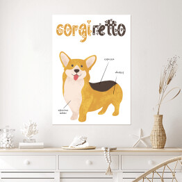 Plakat samoprzylepny Kawa z psem - corgiretto