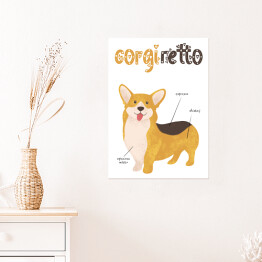 Plakat samoprzylepny Kawa z psem - corgiretto