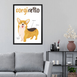 Obraz w ramie Kawa z psem - corgiretto