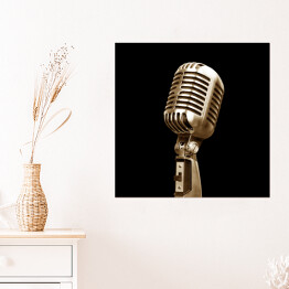Plakat samoprzylepny Oświetlony mikrofon w stylu retro 