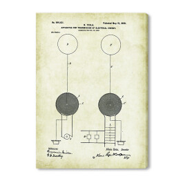 Obraz na płótnie N. Tesla - patenty na rycinach vintage - 4