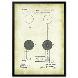 Plakat w ramie N. Tesla - patenty na rycinach vintage - 4