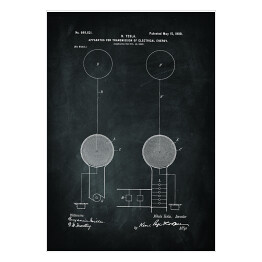 Plakat N. Tesla - patenty na rycinach czarno białych - 4