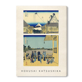 Obraz na płótnie Hokusai Katsushika "36 widoków na górę Fudżi" oraz "Latawce na tle góry Fudżi" - reprodukcje z napisem. Plakat z passe partout