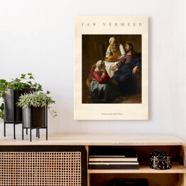 Obraz klasyczny Jan Vermeer "Chrystus w domu Marii i Marty" - reprodukcja z napisem. Plakat z passe partout