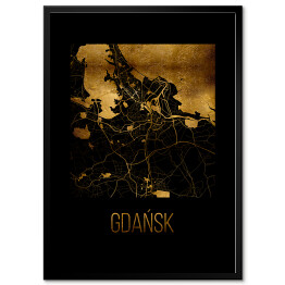 Obraz klasyczny Czarno złota mapa - Gdańsk