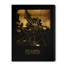 Obraz na płótnie Czarno złota mapa - Gdańsk
