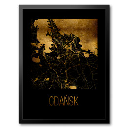 Obraz w ramie Czarno złota mapa - Gdańsk