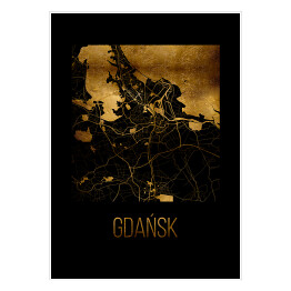 Plakat Czarno złota mapa - Gdańsk