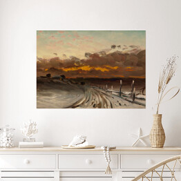 Plakat samoprzylepny Zimowy krajobraz zachód słońca Fanny Churberg Reprodukcja