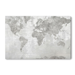 Obraz na płótnie Mapa świata w odcieniach szarości