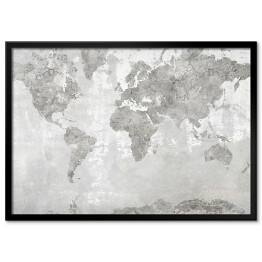 Plakat w ramie Mapa świata w odcieniach szarości