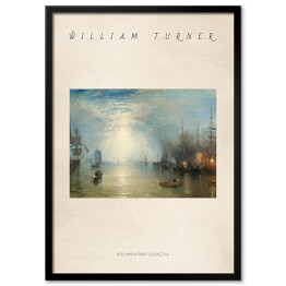 Obraz klasyczny William Turner "Keelman w świetle księżyca" - reprodukcja z napisem. Plakat z passe partout
