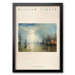 Obraz w ramie William Turner "Keelman w świetle księżyca" - reprodukcja z napisem. Plakat z passe partout