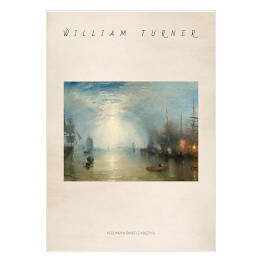 Plakat samoprzylepny William Turner "Keelman w świetle księżyca" - reprodukcja z napisem. Plakat z passe partout