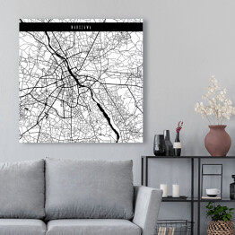 Obraz na płótnie Mapa miast świata - Warszawa - biała
