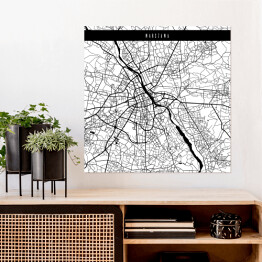 Plakat samoprzylepny Mapa miast świata - Warszawa - biała