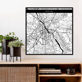 Plakat w ramie Mapa miast świata - Warszawa - biała
