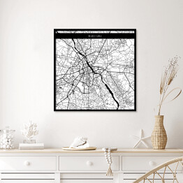 Plakat w ramie Mapa miast świata - Warszawa - biała