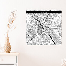 Plakat samoprzylepny Mapa miast świata - Warszawa - biała