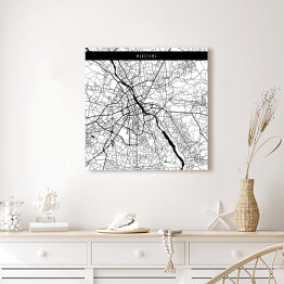 Obraz na płótnie Mapa miast świata - Warszawa - biała
