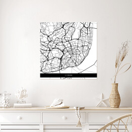 Plakat samoprzylepny Mapy miast świata - Lizbona - biała