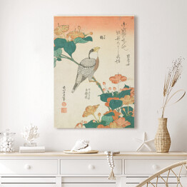 Obraz na płótnie Hokusai Katsushika. Kwiaty i ptak. Reprodukcja