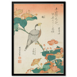 Obraz klasyczny Hokusai Katsushika. Kwiaty i ptak. Reprodukcja
