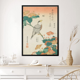 Obraz w ramie Hokusai Katsushika. Kwiaty i ptak. Reprodukcja