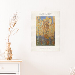 Plakat Claude Monet "Katedra Rouen, fasada (zachód słońca)" - reprodukcja z napisem. Plakat z passe partout