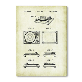Obraz na płótnie Gramofon - patenty na rycinach vintage