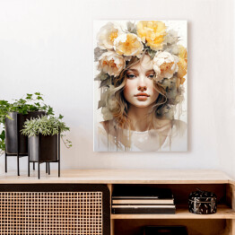 Obraz na płótnie Portret kobieta i kwiaty