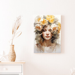 Obraz na płótnie Portret kobieta i kwiaty