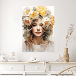 Plakat Portret kobieta i kwiaty
