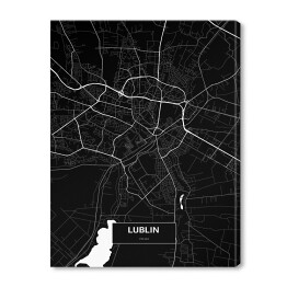 Obraz na płótnie Mapa Lublina czarno-biała