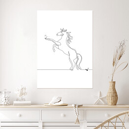 Plakat samoprzylepny Koń w skoku - białe konie
