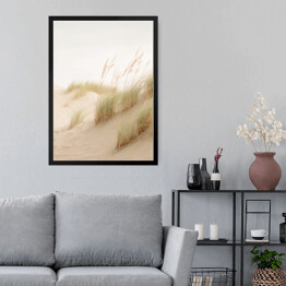 Obraz w ramie Pejzaż boho. Wysokie trawy ozdobne na piaszczystej plaży