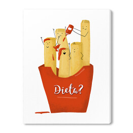 Obraz na płótnie Ilustracja frytki z napisem "Dieta?"