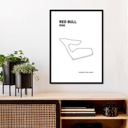 Plakat w ramie Red Bull Ring - Tory wyścigowe Formuły 1 - białe tło