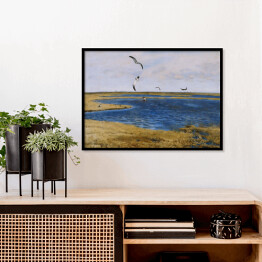 Plakat w ramie Józef Chełmoński Czajki. Ptaki nad wodą Reprodukcja obrazu