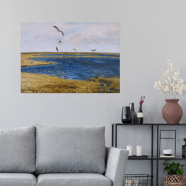 Plakat samoprzylepny Józef Chełmoński Czajki. Ptaki nad wodą Reprodukcja obrazu