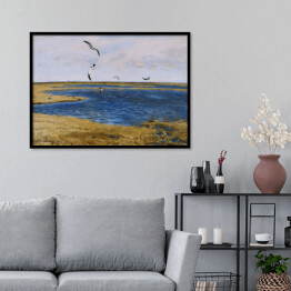 Plakat w ramie Józef Chełmoński Czajki. Ptaki nad wodą Reprodukcja obrazu